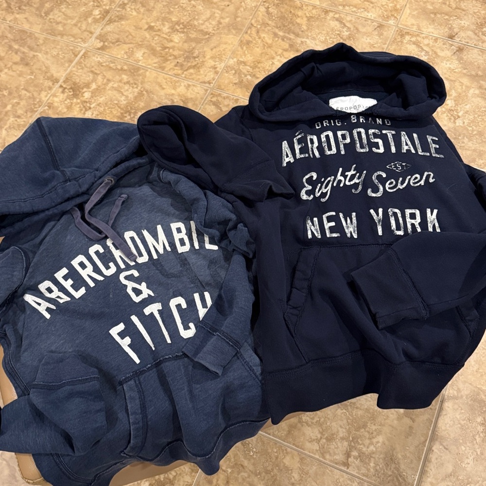 Aeropostale & Abercrombie Navy Hoodie’s with White Print